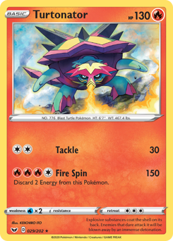 Turtonator, Sword & Shield #29, Pokémon TCG card