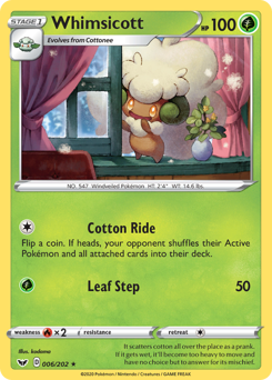 Whimsicott, Sword & Shield #6, Pokémon TCG card