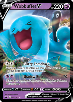Wobbuffet V, Sword & Shield #86, Pokémon TCG card