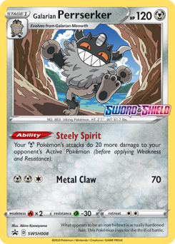 Galarian Perrserker, SWSH Black Star Promos #SWSH008, Pokémon TCG card