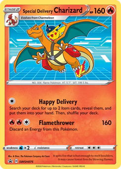 Special Delivery Charizard, SWSH Black Star Promos #SWSH075, Pokémon TCG card