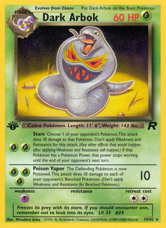 Dark Arbok, Team Rocket #19, Pokémon TCG card