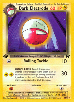 Dark Electrode, Team Rocket #34, Pokémon TCG card