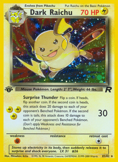 Dark Raichu, Team Rocket #83, Pokémon TCG card
