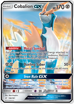 Cobalion-GX, Team Up #106, Pokémon TCG card