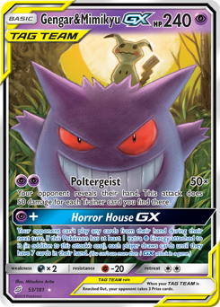 Gengar & Mimikyu-GX, Team Up #53, Pokémon TCG card