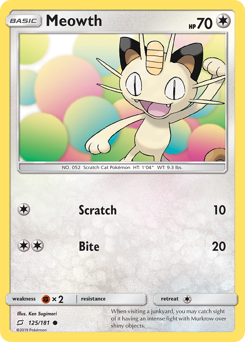 Meowth, Team Up #125, Pokémon TCG card