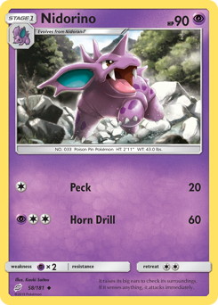 Nidorino, Team Up #58, Pokémon TCG card