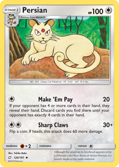 Persian, Team Up #126, Pokémon TCG card