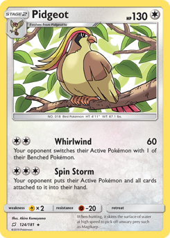 Pidgeot, Team Up #124, Pokémon TCG card