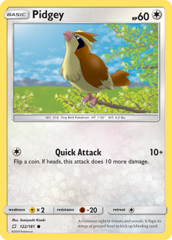 Pidgey, Team Up #122, Pokémon TCG card