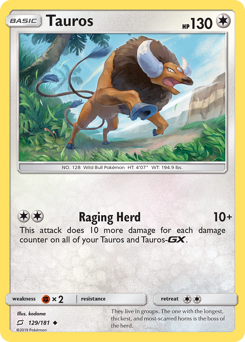 Tauros, Team Up #129, Pokémon TCG card