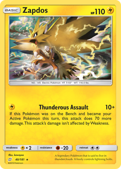 Zapdos, Team Up #40, Pokémon TCG card