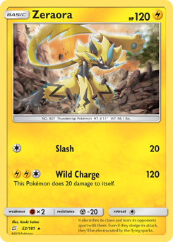 Zeraora, Team Up #52, Pokémon TCG card