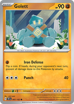 Golett, Temporal Forces #87, Pokémon TCG card