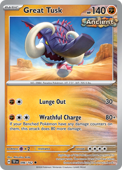 Great Tusk, Temporal Forces #96, Pokémon TCG card