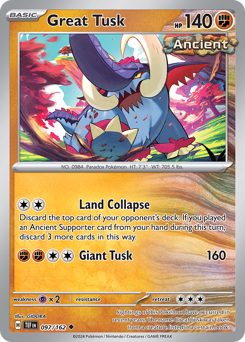 Great Tusk, Temporal Forces #97, Pokémon TCG card