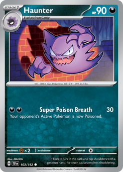 Haunter, Temporal Forces #103, Pokémon TCG card