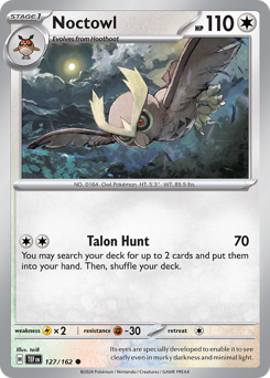 Noctowl, Temporal Forces #127, Pokémon TCG card