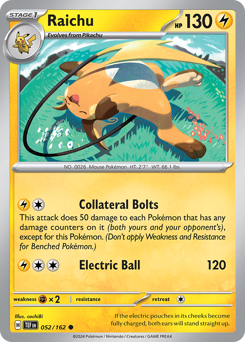 Raichu, Temporal Forces #52, Pokémon TCG card
