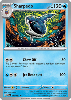 Sharpedo, Temporal Forces #43, Pokémon TCG card