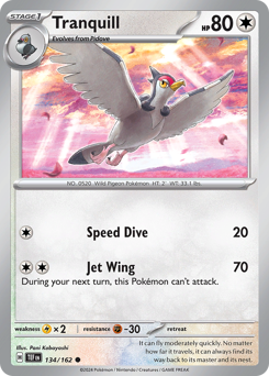 Tranquill, Temporal Forces #134, Pokémon TCG card