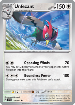 Unfezant, Temporal Forces #135, Pokémon TCG card