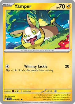 Yamper, Temporal Forces #58, Pokémon TCG card