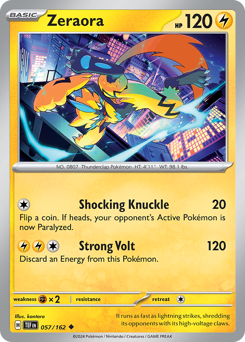 Zeraora, Temporal Forces #57, Pokémon TCG card