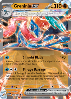Greninja ex, Twilight Masquerade #106, Pokémon TCG card