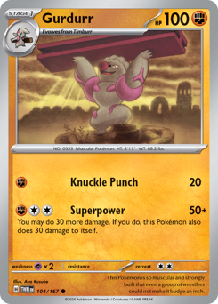 Gurdurr, Twilight Masquerade #104, Pokémon TCG card