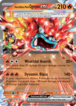 Hearthflame Mask Ogerpon ex, Twilight Masquerade #40, Pokémon TCG card