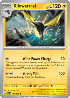 Kilowattrel, Twilight Masquerade #76, Pokémon TCG card