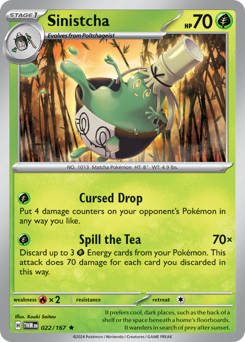 Sinistcha, Twilight Masquerade #22, Pokémon TCG card