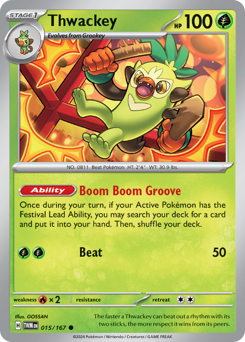 Thwackey, Twilight Masquerade #15, Pokémon TCG card