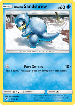 Alolan Sandshrew, Ultra Prism #28, Pokémon TCG card