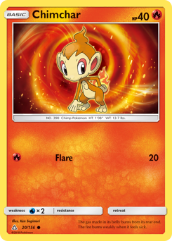 Chimchar, Ultra Prism #20, Pokémon TCG card