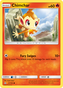 Chimchar, Ultra Prism #21, Pokémon TCG card