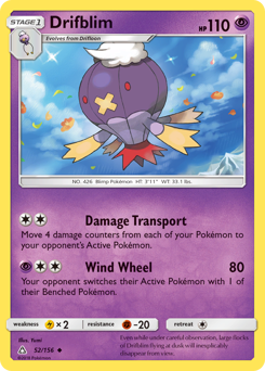 Drifblim, Ultra Prism #52, Pokémon TCG card