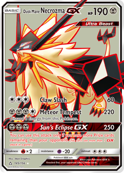 Dusk Mane Necrozma-GX, Ultra Prism #145, Pokémon TCG card