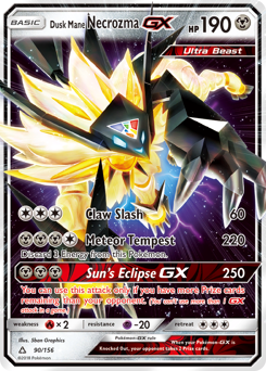 Dusk Mane Necrozma-GX, Ultra Prism #90, Pokémon TCG card