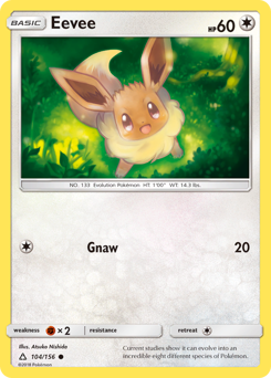 Eevee, Ultra Prism #104, Pokémon TCG card