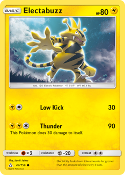 Electabuzz, Ultra Prism #43, Pokémon TCG card
