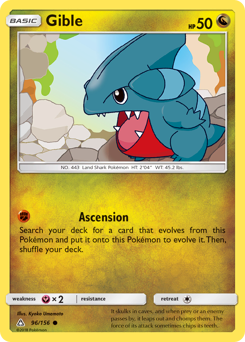 Gible, Ultra Prism #96, Pokémon TCG card
