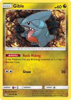 Gible, Ultra Prism #97, Pokémon TCG card