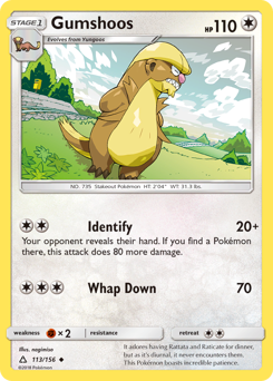 Gumshoos, Ultra Prism #113, Pokémon TCG card