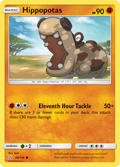 Hippopotas, Ultra Prism #68, Pokémon TCG card