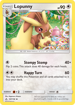 Lopunny, Ultra Prism #107, Pokémon TCG card