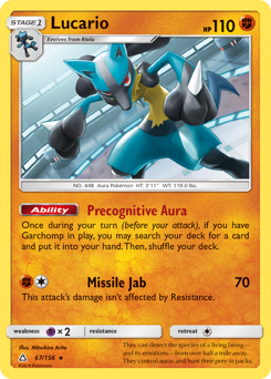 Lucario, Ultra Prism #67, Pokémon TCG card