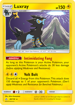Luxray, Ultra Prism #48, Pokémon TCG card